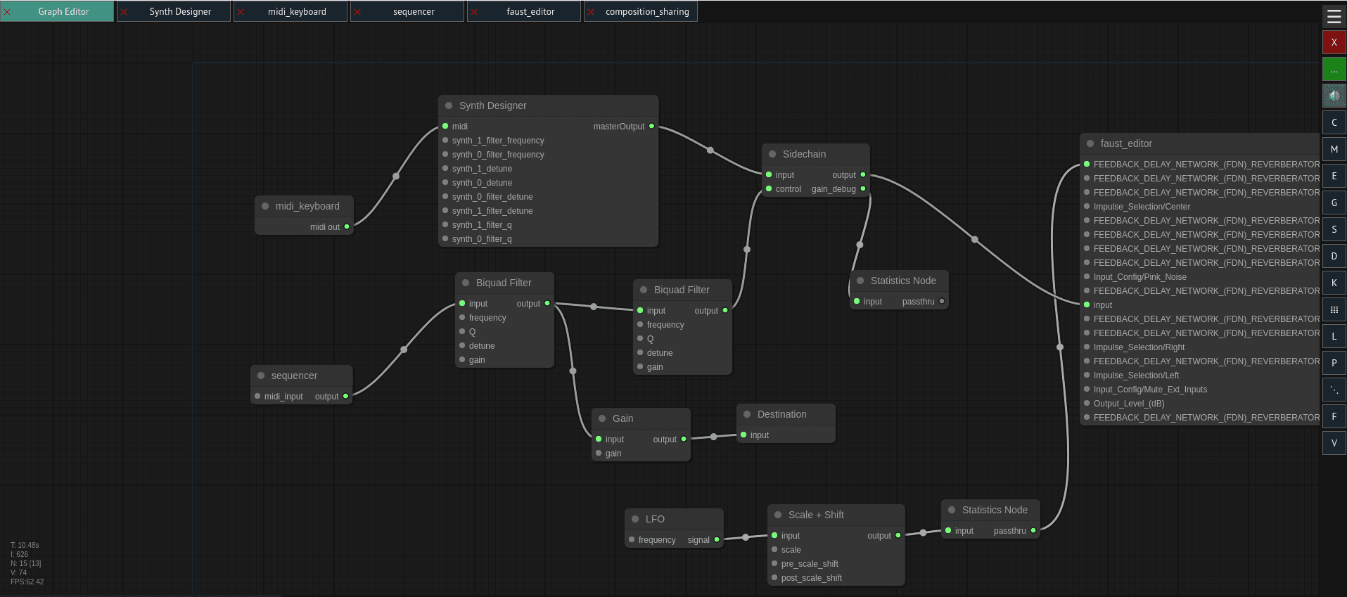 A screenshot of the notes application showing the MIDI editor with some drawn and selected notes