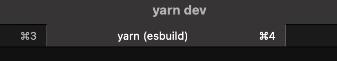 A screenshot of my terminal tab showing that esbuild runs under the hood when running the yarn dev command