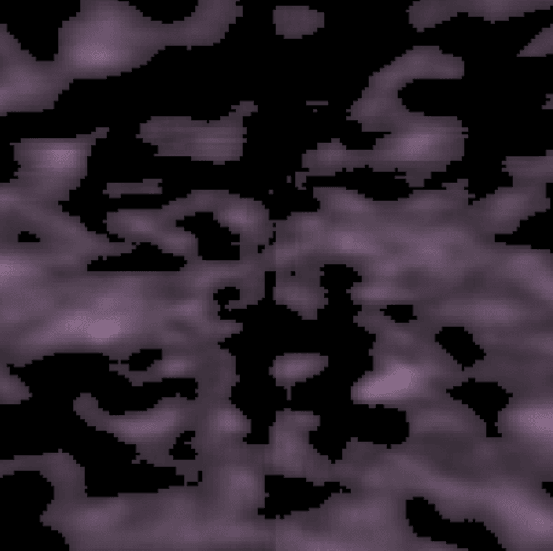 A view of the volumetric rendering output showing the generated 3D noise projected onto a canvas